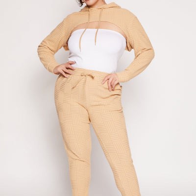 Plus Size Geometric Patterned Shrug Sweatshirt