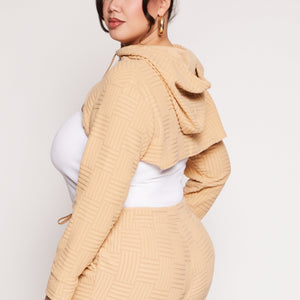 Plus Size Geometric Patterned Shrug Sweatshirt