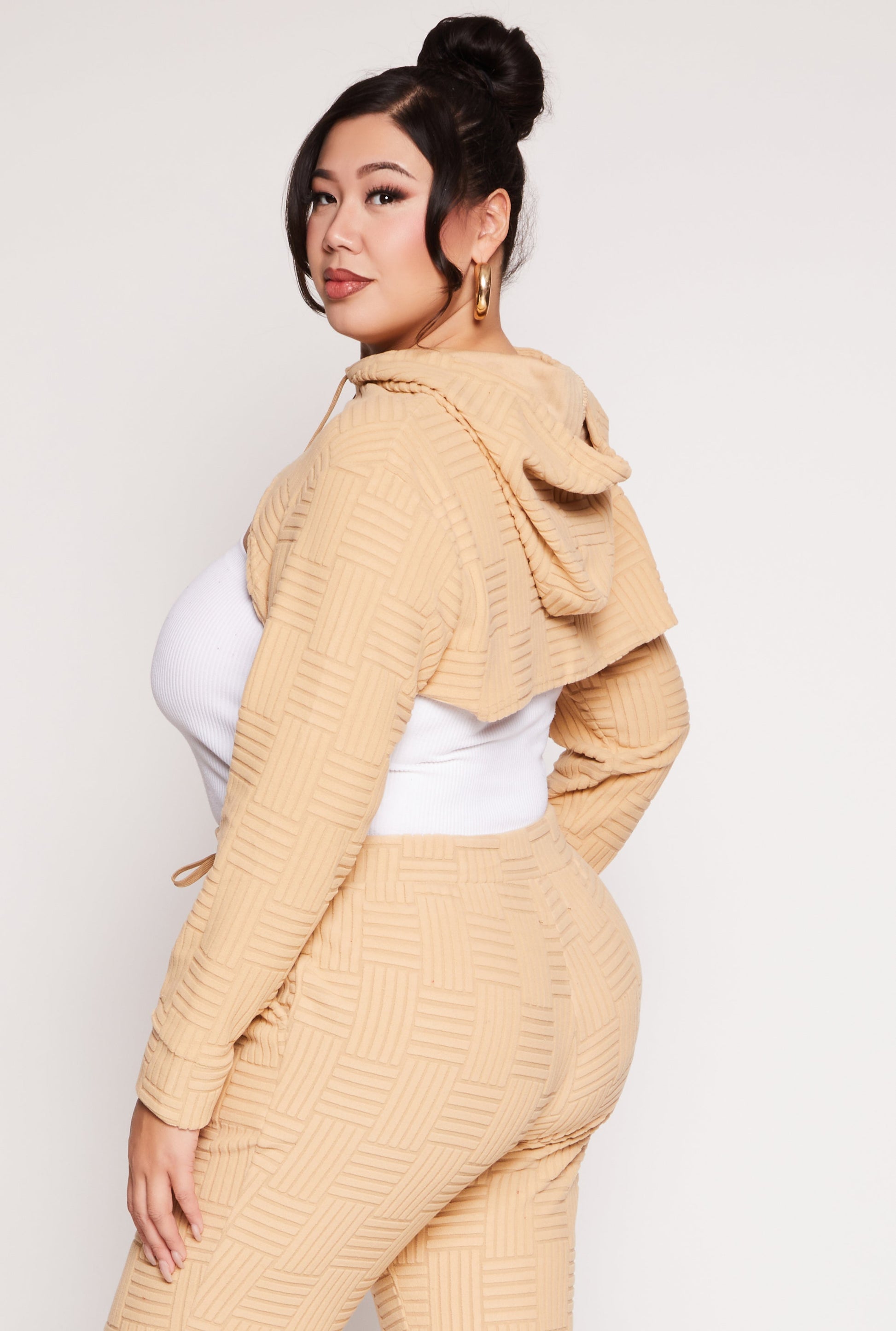 Plus Size Geometric Patterned Shrug Sweatshirt