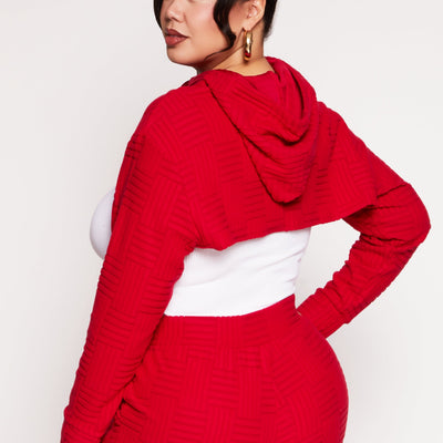 Plus Size Geometric Patterned Shrug Sweatshirt