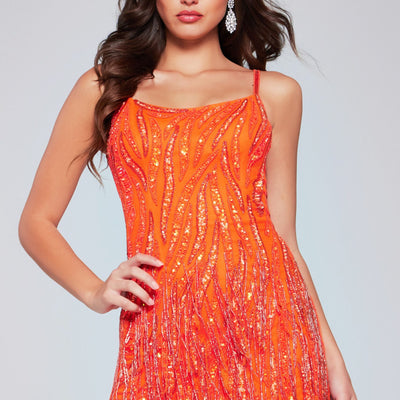 Jovani 39628 Short Sequin Fringe Cocktail Dress