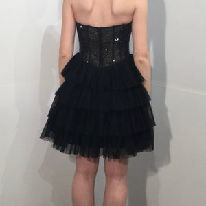 Short Strapless A-line Tiered Dress by Jovani 39629