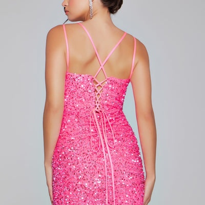 Sequin Fitted Short Sleeveless Slit Dress by Jovani 39630