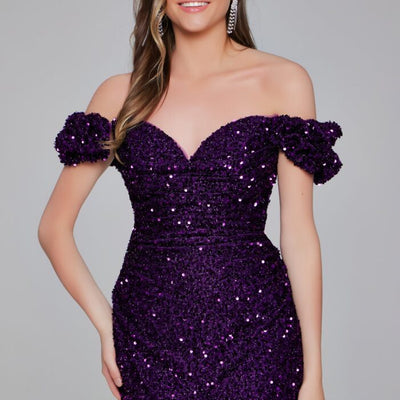 Jovani 39631 Sequin Fitted Short Ruffle Cocktail Dress