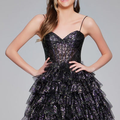Jovani 39654 Sequin Ruffle Short Cocktail Dress