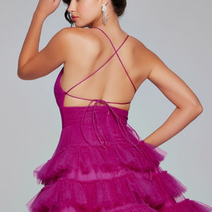 Jovani 39655 A Line Ruffle Short Cocktail Dress