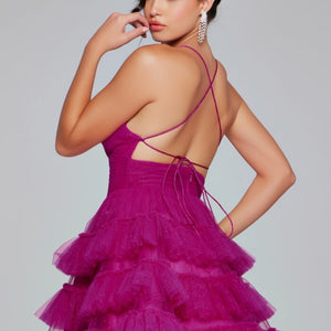 Jovani 39655 A Line Ruffle Short Cocktail Dress