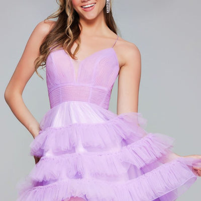 Jovani 39656 Short Ruffle Backless Cocktail Dress