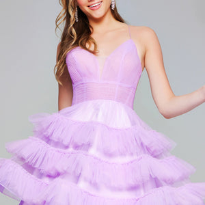 Ruffled Short Sleeveless A-line Dress by Jovani 39656