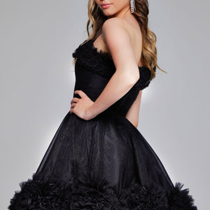 Tulle Short One Shoulder A-line Dress by Jovani 39665