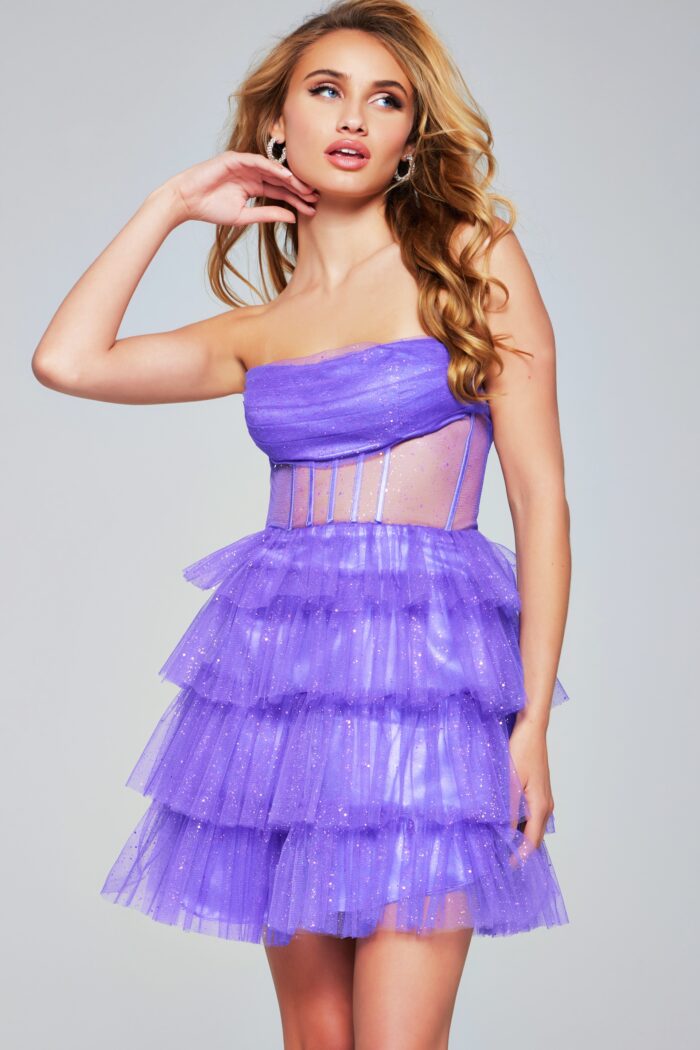 Jovani 39666 Homecoming Short Sequin Corset Cocktail Dress