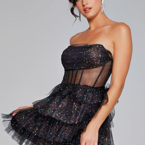 Tulle Short Strapless A-line Dress by Jovani 39666
