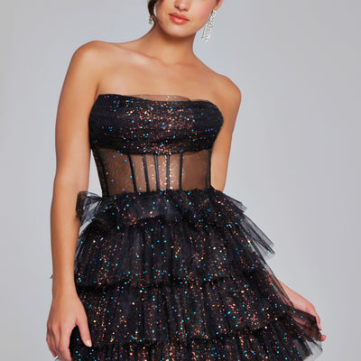 Tulle Short Strapless A-line Dress by Jovani 39666