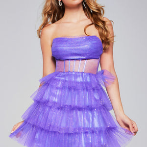 Tulle Short Strapless A-line Dress by Jovani 39666