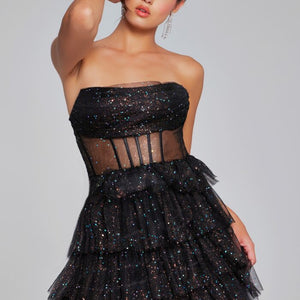 Jovani 39666 Homecoming Short Sequin Corset Cocktail Dress