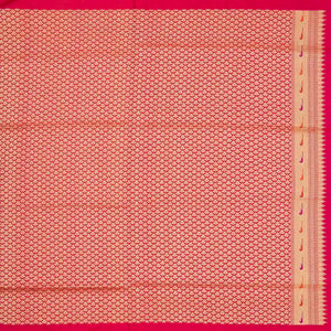 Orange Handwoven Banarasi Silk Saree With Floral Motif Buttas