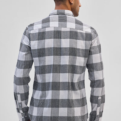 White Textured Checks Slim Fit Shirt