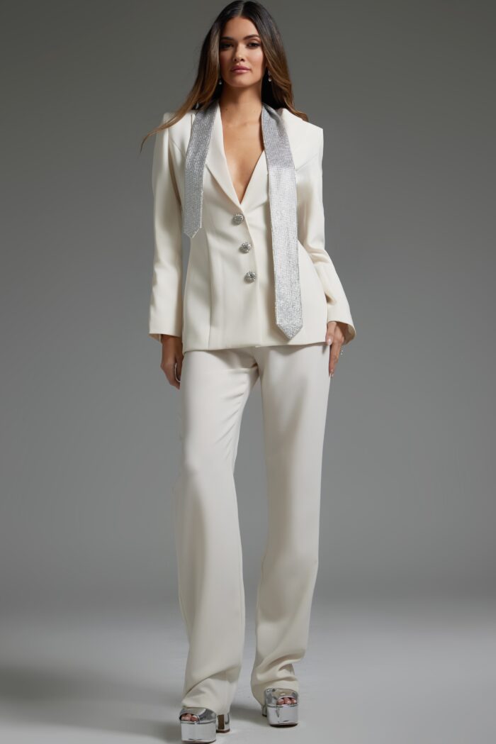 Jovani 39726 Long Beaded Blazer Top Formal Pant Suit