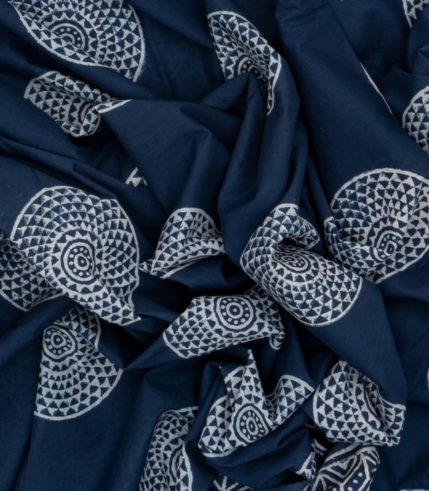 Navy Blue Woven Jaipur Cotton Saree Printed With Flower Motifs