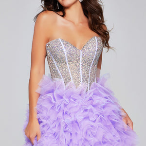 Short Strapless A-line Ruffled Dress by Jovani 39748