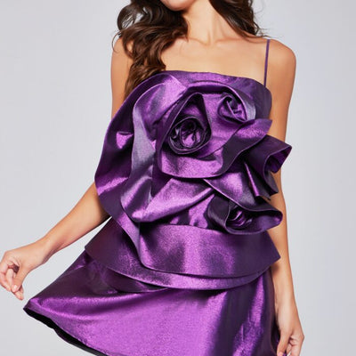 Jovani 39749 Short Metallic A Line Cocktail Dress