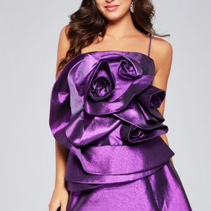 Jovani 39749 Short Metallic A Line Cocktail Dress