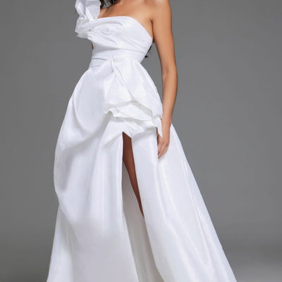 Jovani 39796 Long High Slit Floral Wedding Dress