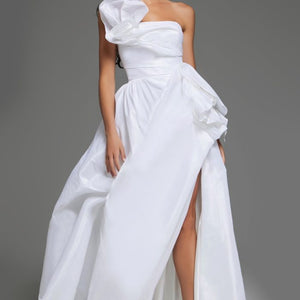 Jovani 39796 Long High Slit Floral Wedding Dress