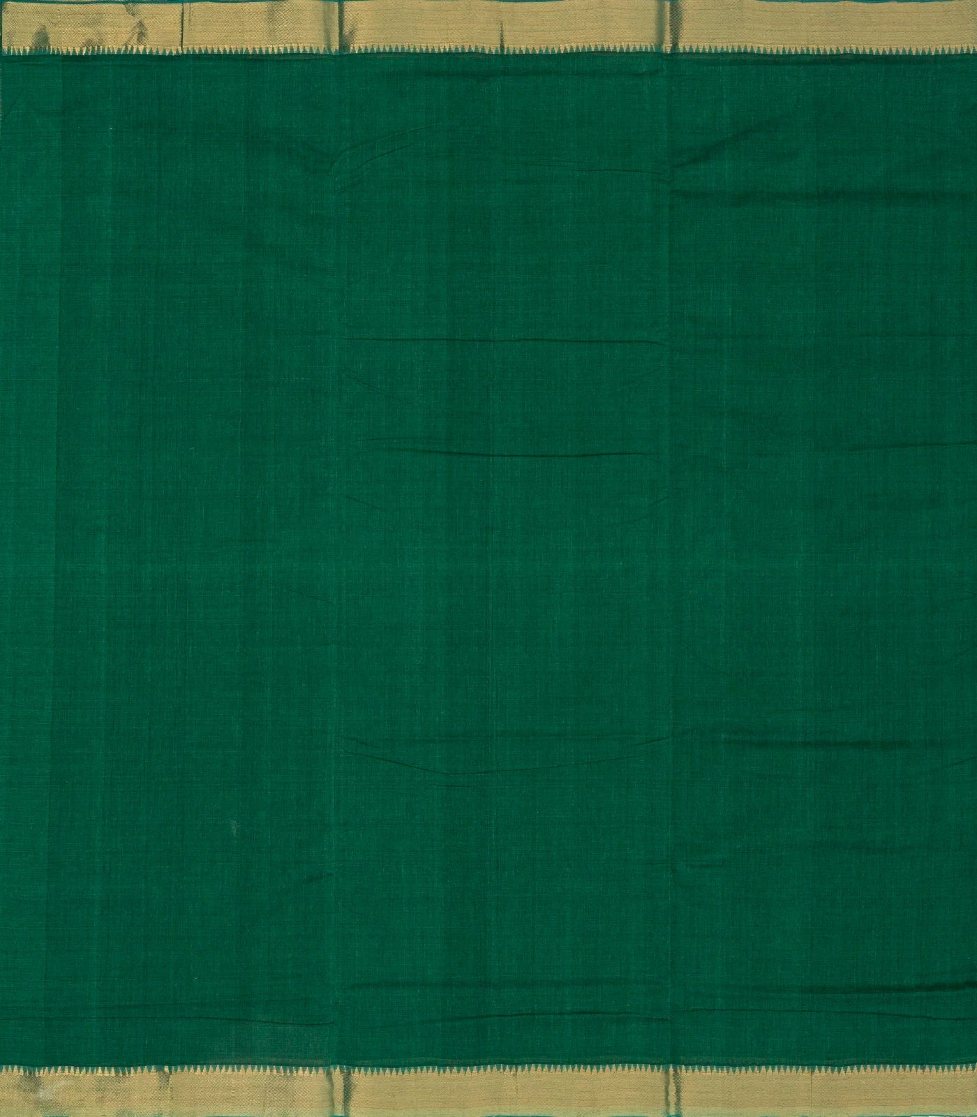 Dark Green Handloom Mangalagiri Cotton Saree With Zari Border