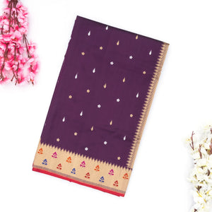 Magenta Handwoven Banarasi Silk Saree With Flower Motifs