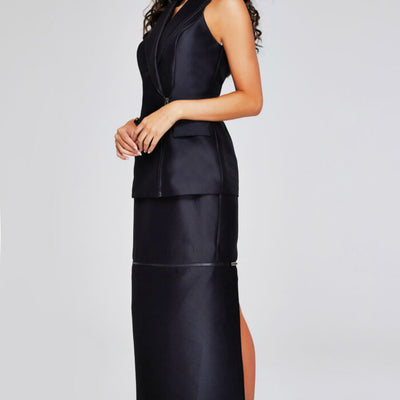 Jovani 39801 Tea Length Fit High Slit Detail Formal Dress