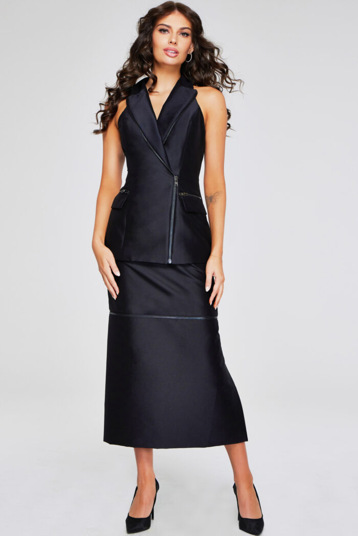 Jovani 39801 Tea Length Fit High Slit Detail Formal Dress