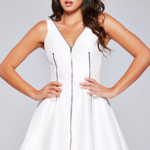 Satin Short Sleeveless A-line Dress by Jovani 39821