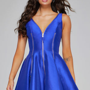 Satin Short Sleeveless A-line Dress by Jovani 39821