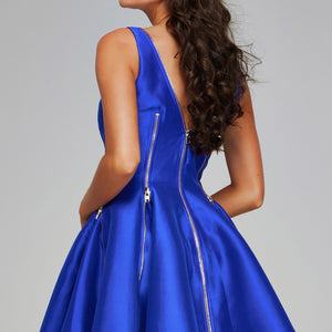 Satin Short Sleeveless A-line Dress by Jovani 39821