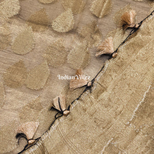 Army Green Zari Woven Banarasi Tissue Saree