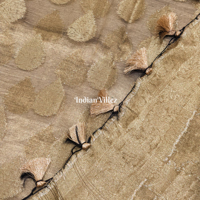 Army Green Zari Woven Banarasi Tissue Saree