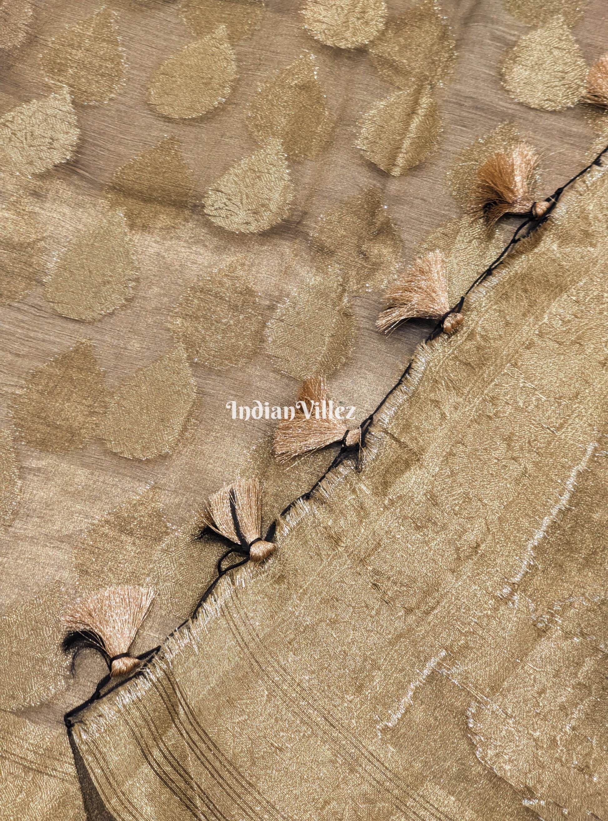 Army Green Zari Woven Banarasi Tissue Saree