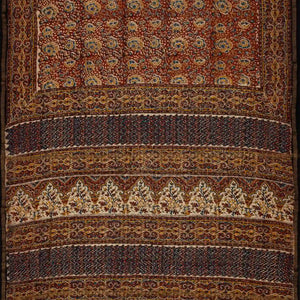 Brown Handloom Chanderi Cotton Saree With Kalamkari Style print