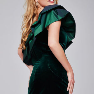 Jovani 39888 Short Ruffle Velvet Cocktail Dress