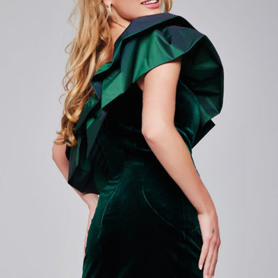 Jovani 39888 Short Ruffle Velvet Cocktail Dress