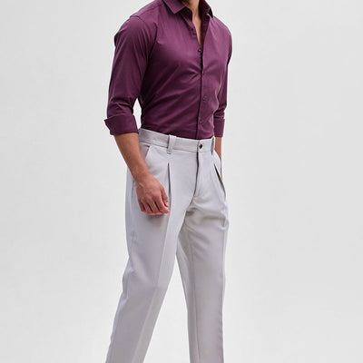Burgundy Stretchable Slim Fit Shirt