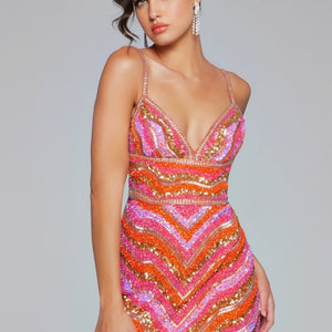 Jovani 39903 Fitted Short Homecoming Beaded Cocktail Dress