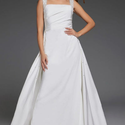 Jovani 39921 Long Beaded A Line Gown Wedding Dress