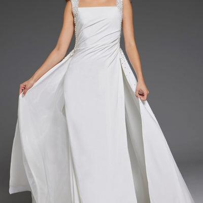 Jovani 39921 Long Beaded A Line Gown Wedding Dress