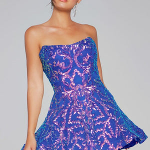 Jovani 39927 A Line Short Sequin Cocktail Dress