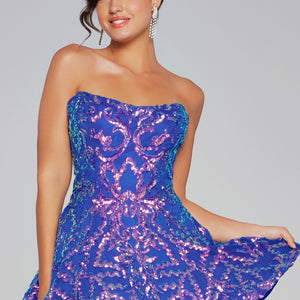 Sequin Short Strapless A-line Dress by Jovani 39927