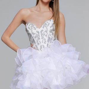 Jovani 39932 Sequin A Line Ruffle Short Cocktail Dress