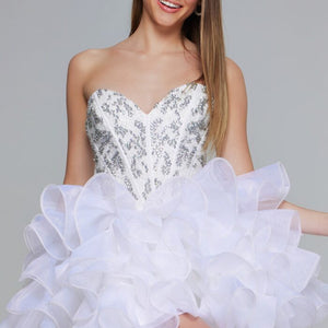 Jovani 39932 Sequin A Line Ruffle Short Cocktail Dress