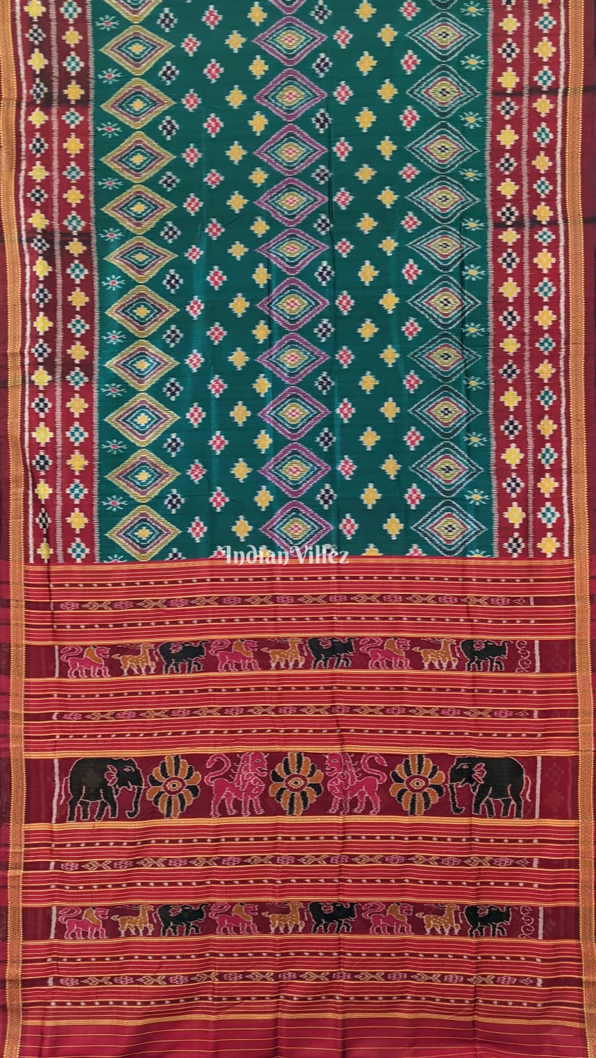 Green Body Pasapali Khandua Silk Saree